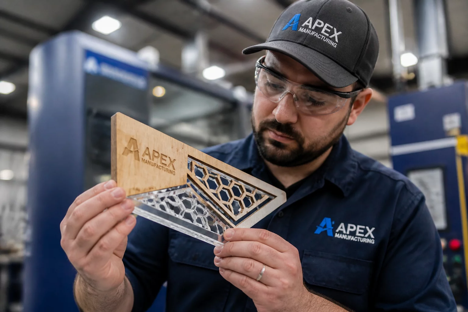 Close-up inspection of manufactured material surface