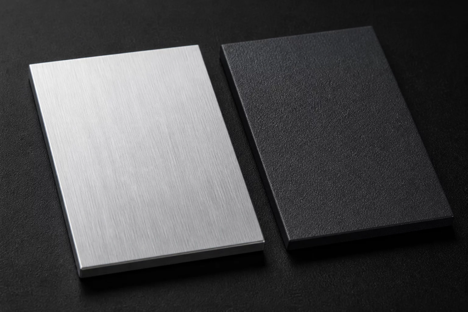 Material sample comparison showing different surface textures side by side